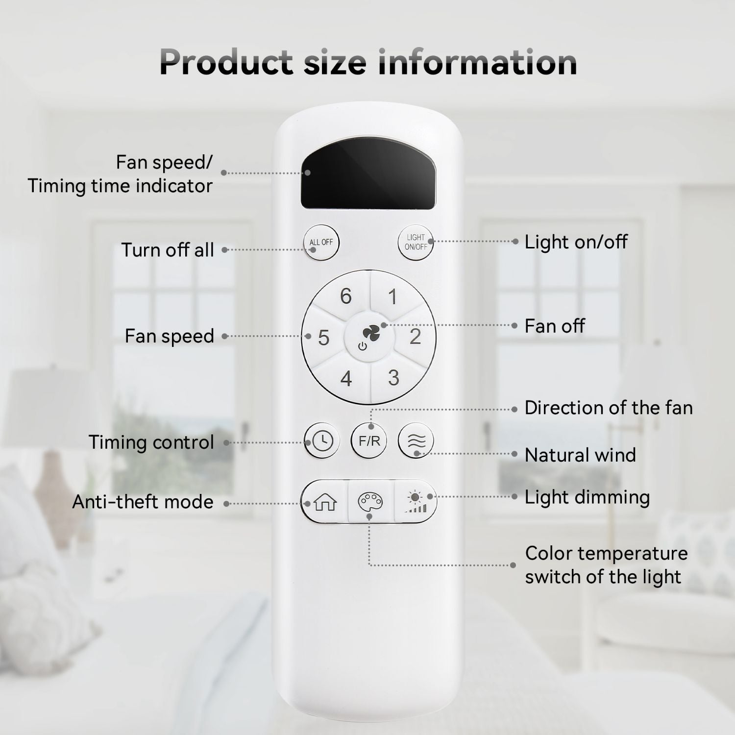 48- Solid Wood Ceiling Fan with Dimmable Light and Remote Control