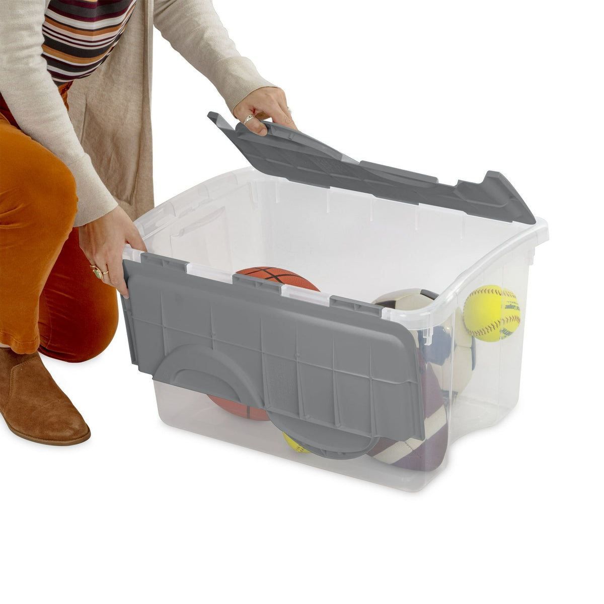 Hinged Lid Storage Box with Flip Lid for Home Organization