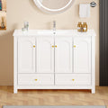 48- White Bathroom Vanity with Sink and Soft-Close Storage