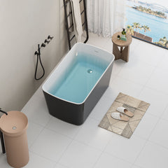 Freestanding Soaking Bathtub with Chrome Overflow and Drain