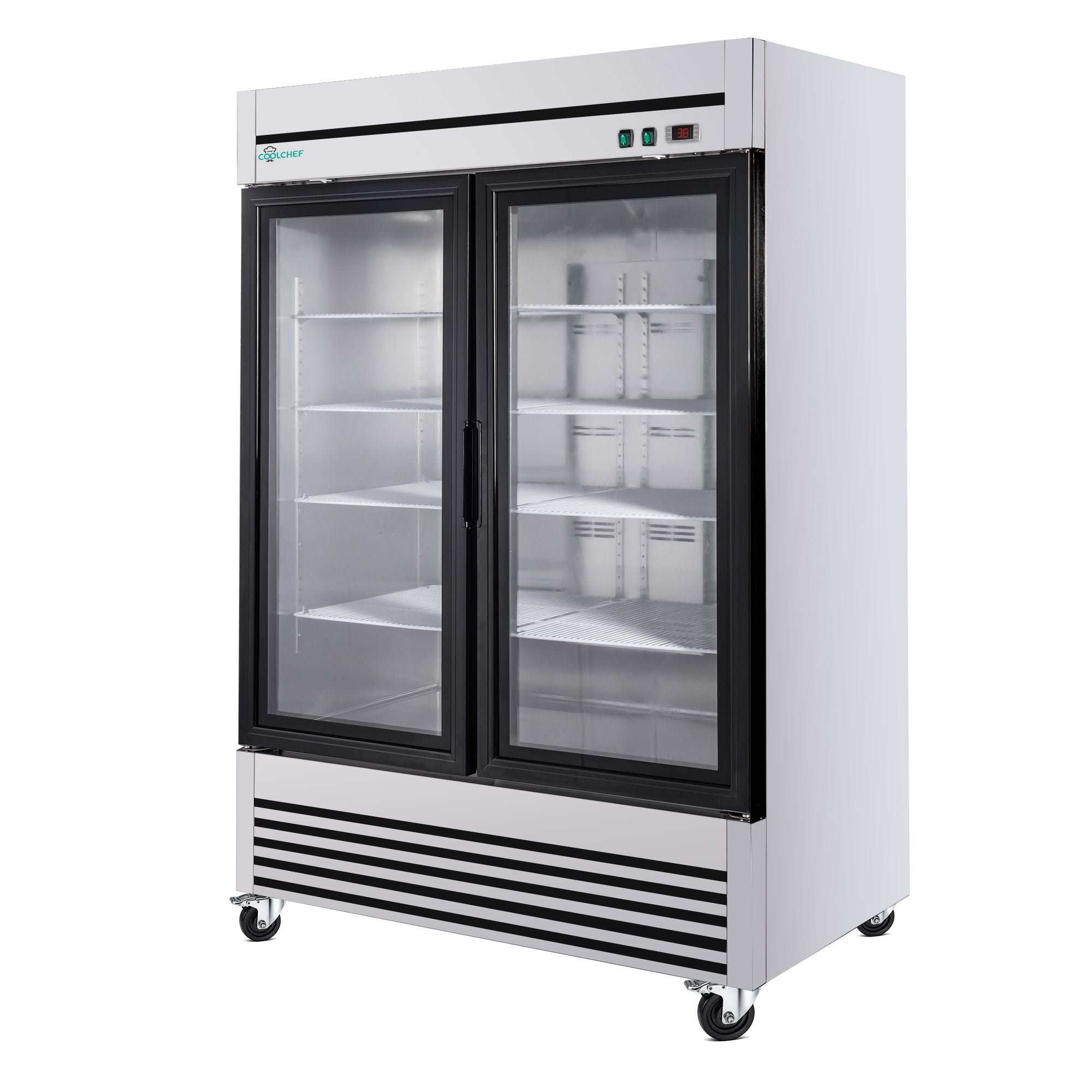 Commercial Double-Door Reach-In Display Refrigerator