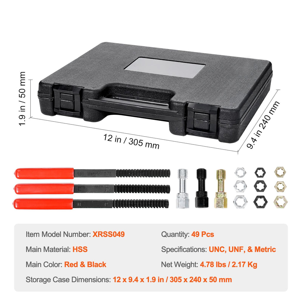 49-Piece Thread Chaser Set – Rethreading Tool Kit with Taps, Dies, and Files
