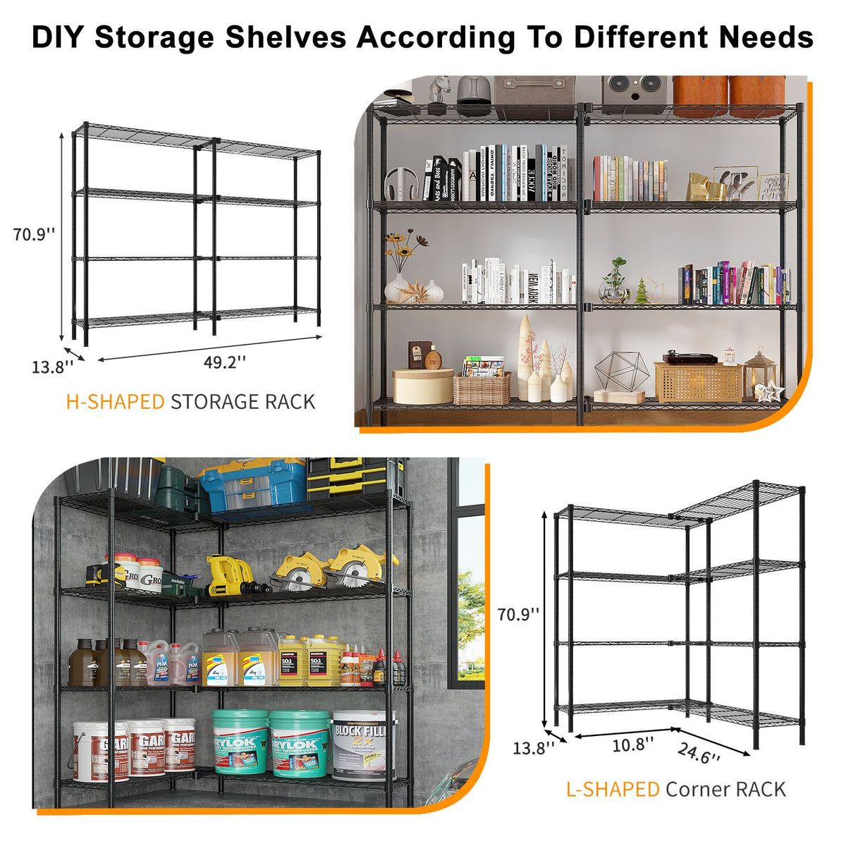 Adjustable Multi-Tier Wire Storage Shelving