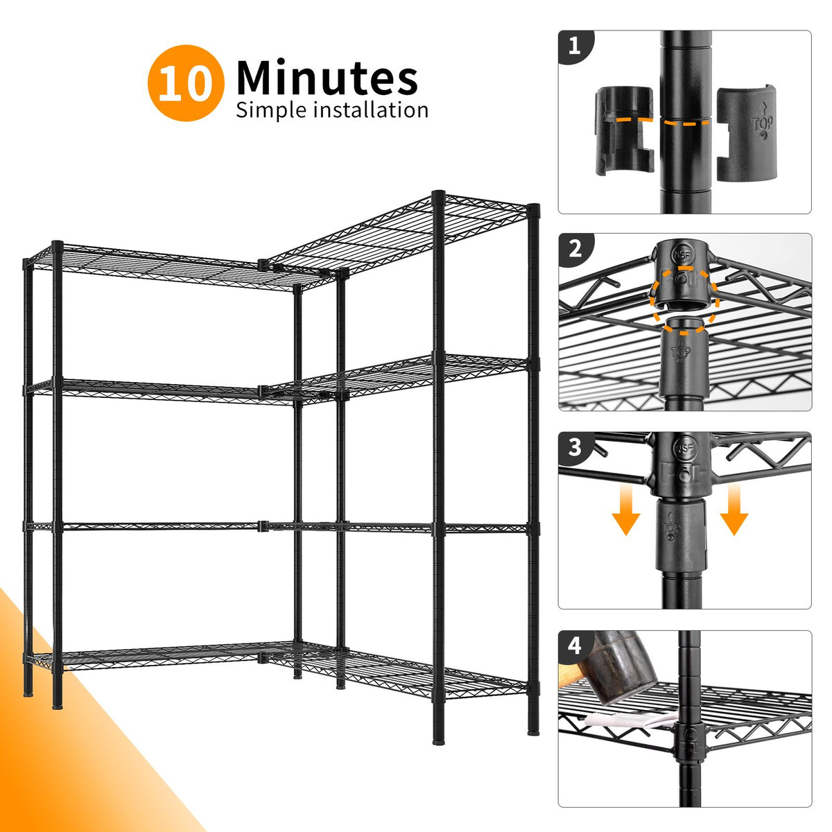 Adjustable Multi-Tier Wire Storage Shelving