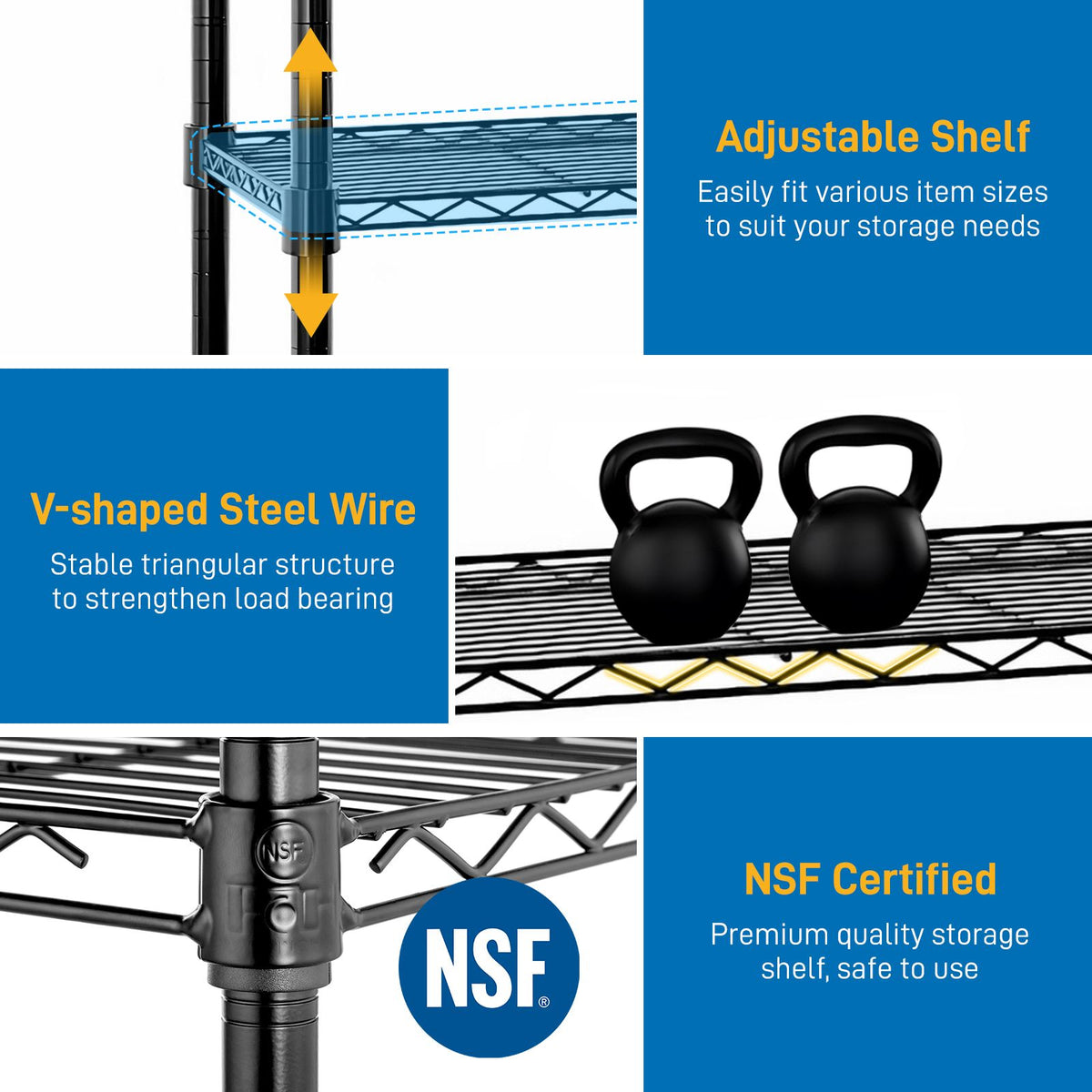 Adjustable Multi-Tier Wire Storage Shelving