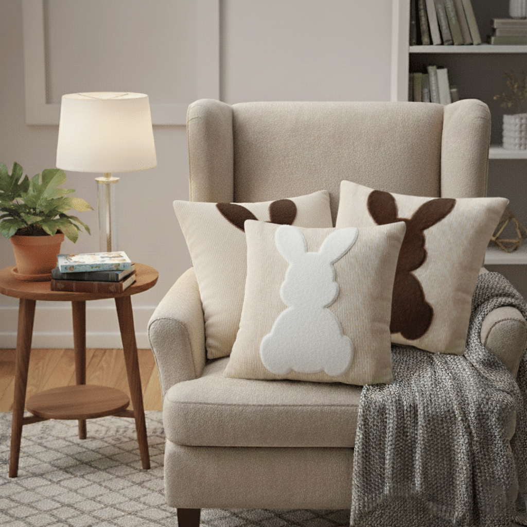 White Bunny Silhouette Pillow Cover Set