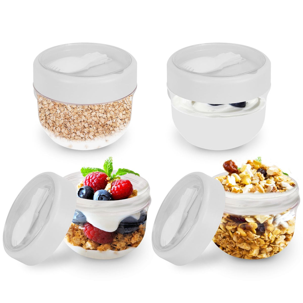 Overnight Oats Jar Set with Covered Folding Spoons