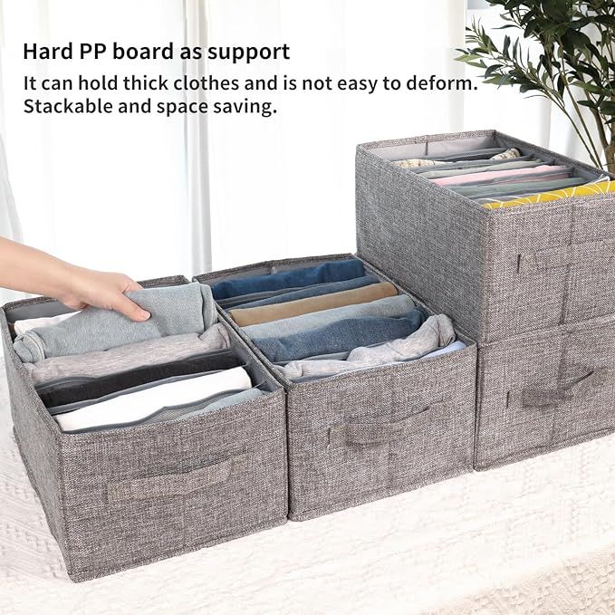 Four-Piece Wardrobe Organizer Set with Seven-Compartment Dividers