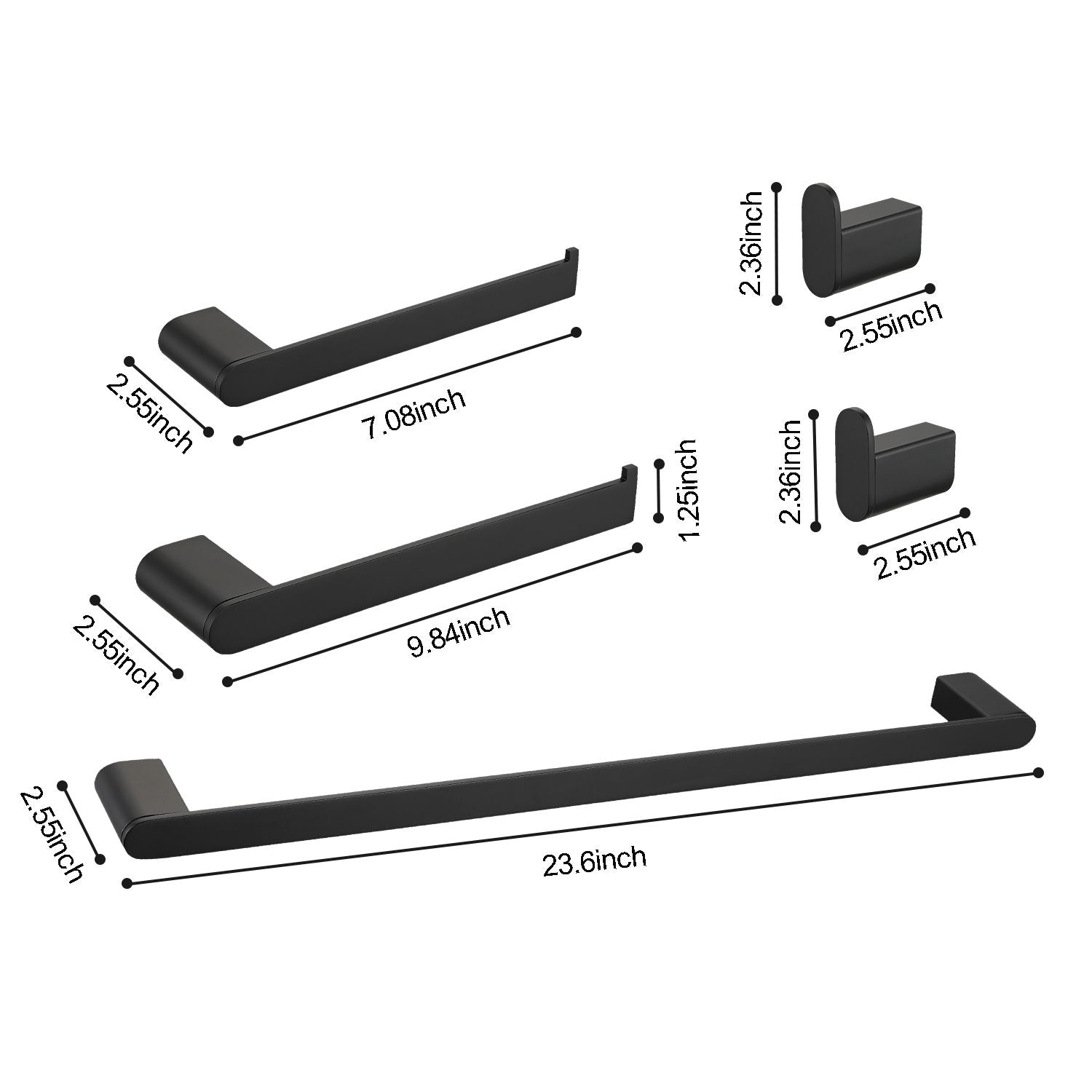 Modern Bathroom Hardware Set with Concealed Mounting