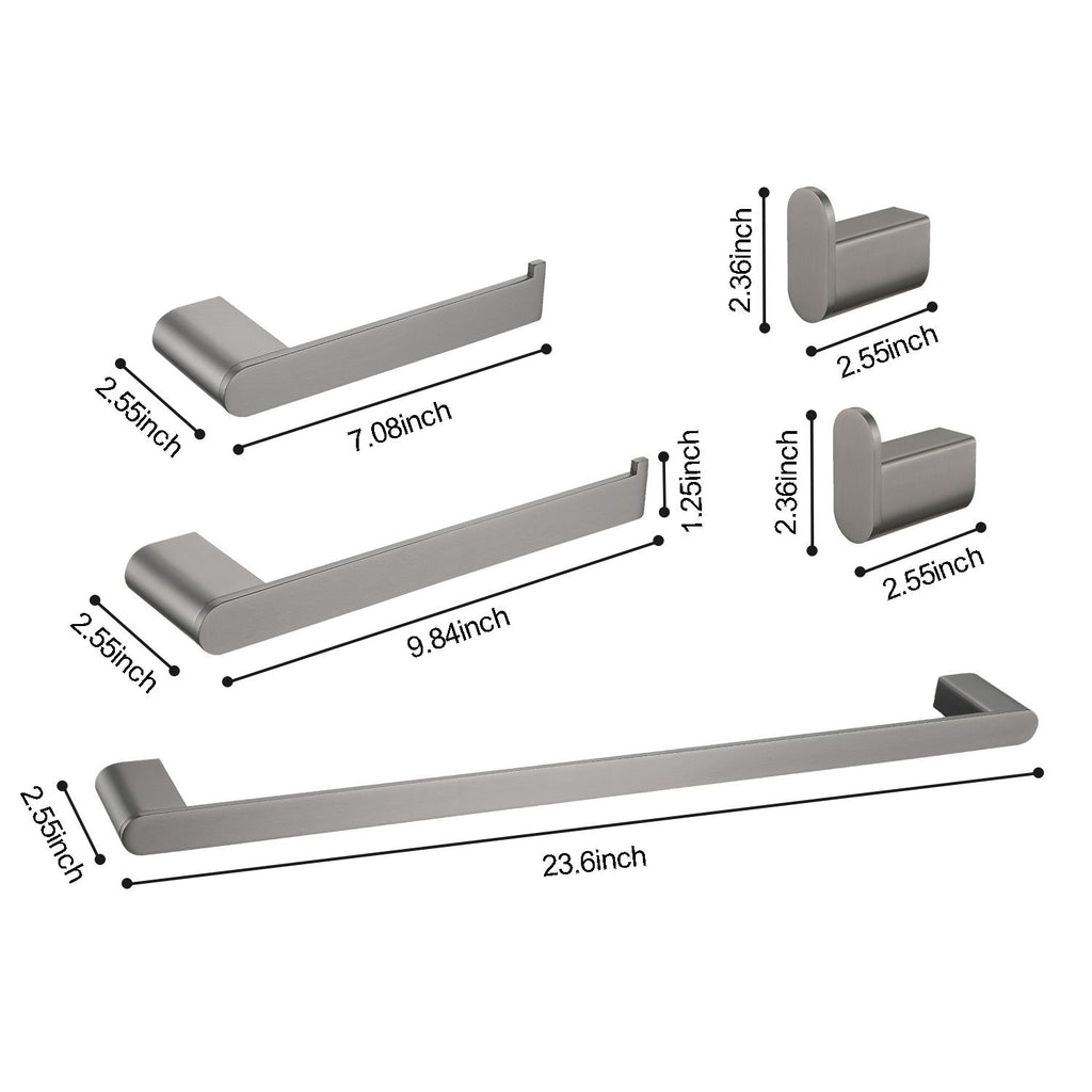Modern Five-Piece Wall-Mounted Bathroom Hardware Set