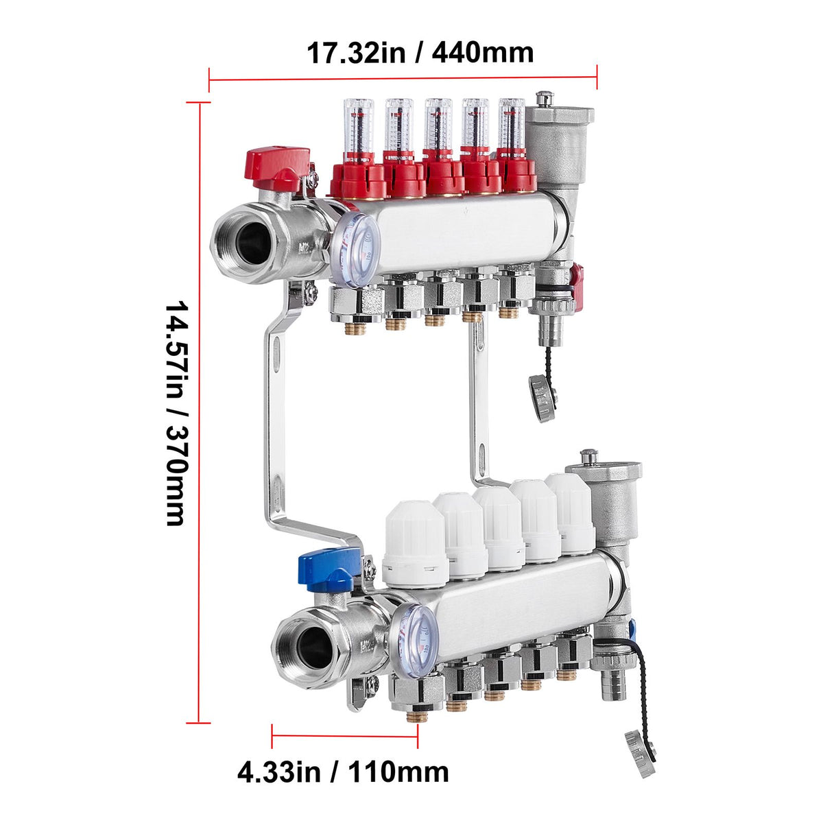 Five-Branch Hydronic Radiant Heat Manifold Kit