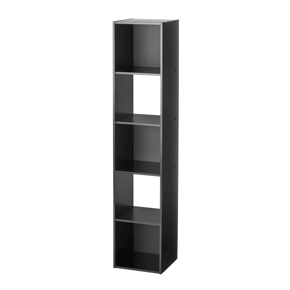 Five-Cube Bookcase Organizer in Black with Vertical or Horizontal Setup