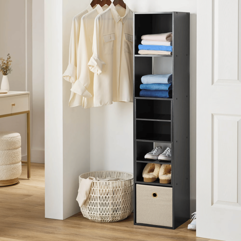 Five-Cube Bookcase Organizer in Black with Vertical or Horizontal Setup