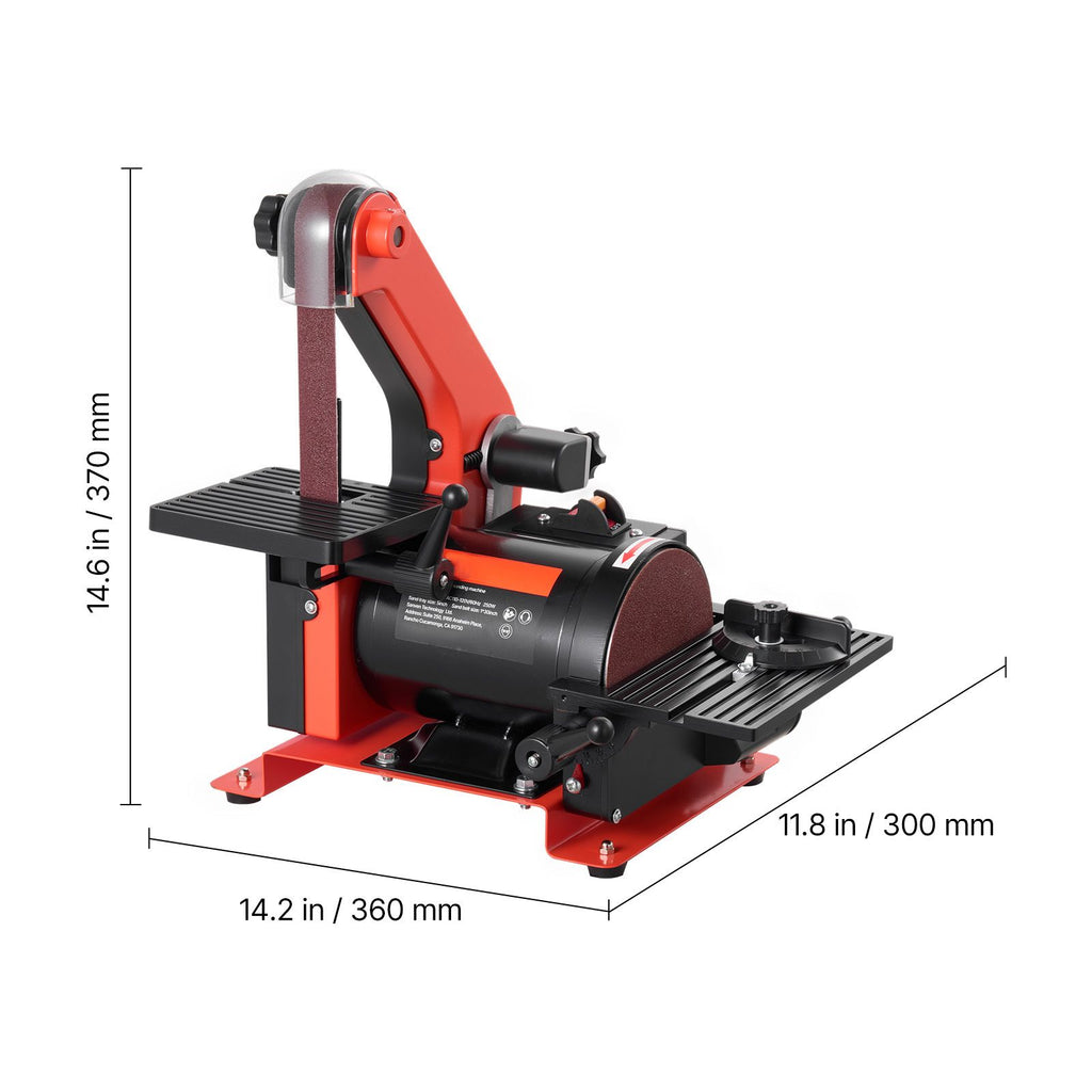 Disc Sander & x Belt Sander, 250W Benchtop Belt Disc Sanders Combo with 0 - 45° Adjustable