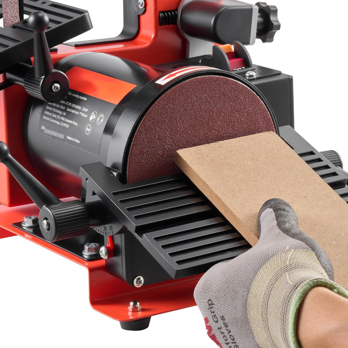 Disc Sander & x Belt Sander, 250W Benchtop Belt Disc Sanders Combo with 0 - 45° Adjustable