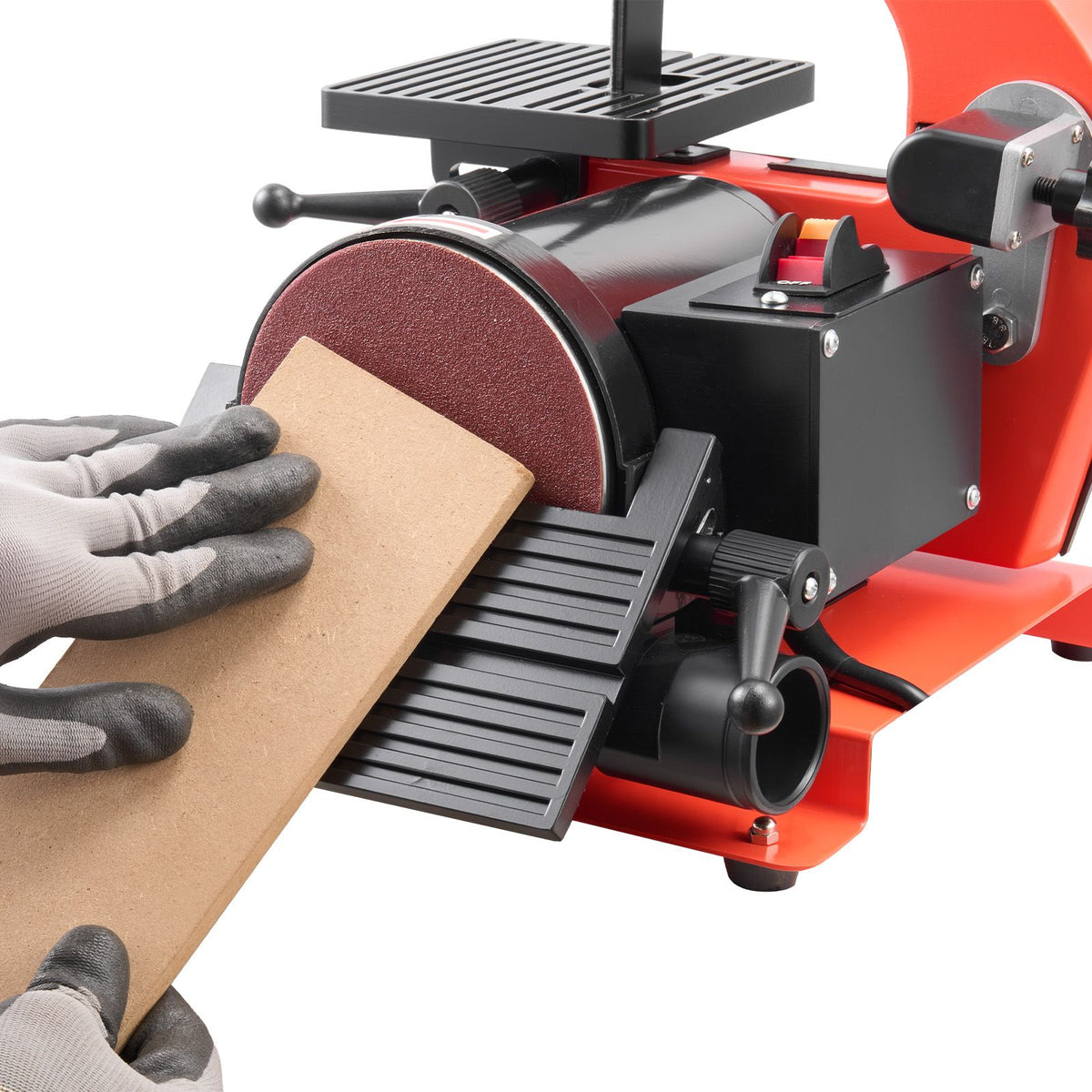 Disc Sander & x Belt Sander, 250W Benchtop Belt Disc Sanders Combo with 0 - 45° Adjustable