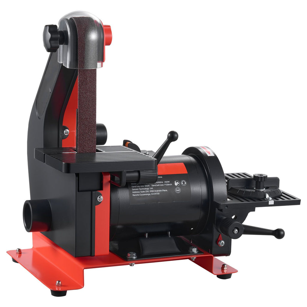 Disc Sander & x Belt Sander, 250W Benchtop Belt Disc Sanders Combo with 0 - 45° Adjustable