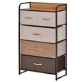 5-Drawer Chest Dresser for Bedroom, 4-Tier Storage Organizer with Steel Frame, Maple Wood