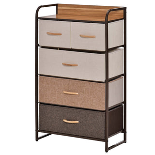 5-Drawer Chest Dresser for Bedroom, 4-Tier Storage Organizer with Steel Frame, Maple Wood