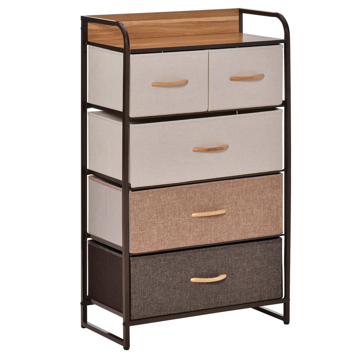5-Drawer Chest Dresser for Bedroom, 4-Tier Storage Organizer with Steel Frame, Maple Wood