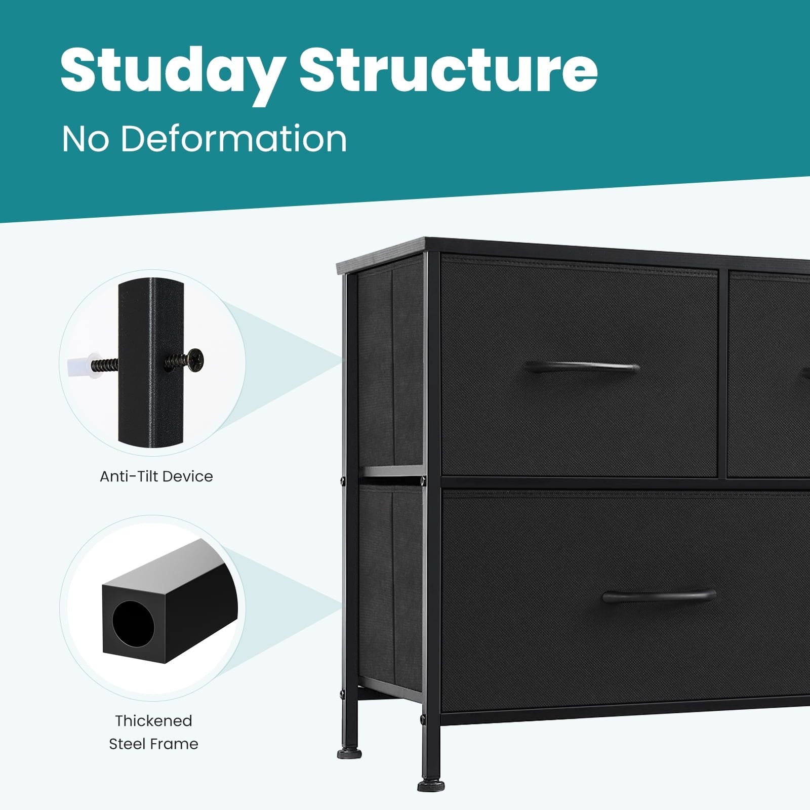 5-Drawer Dresser with Timeless Wood Finish and Quick Assembly