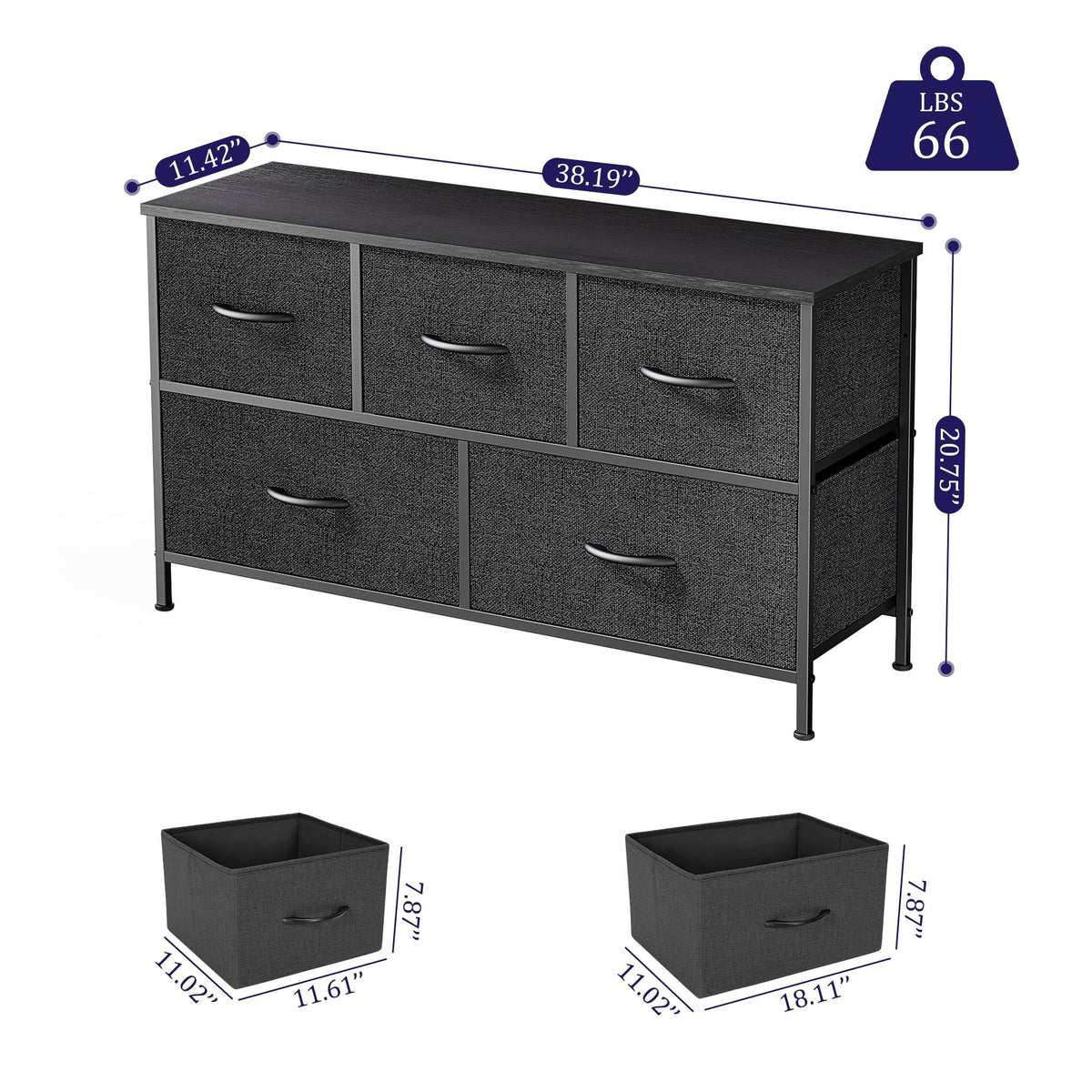 Versatile Five-Drawer Storage Dresser