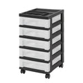 Five-Drawer Rolling Organizer Cart with Divided Top