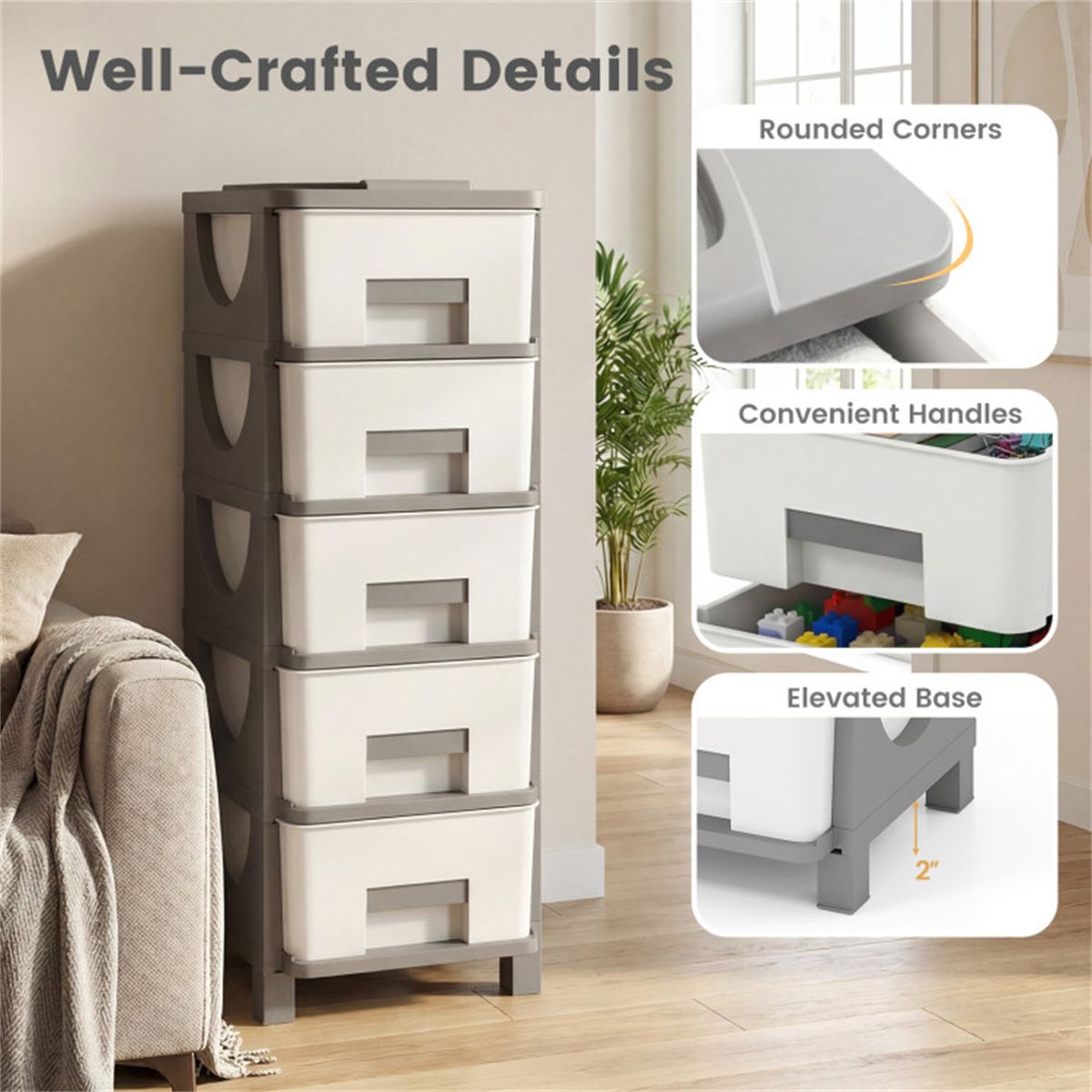 Slim 5-Drawer Cabinet for Everyday Essentials