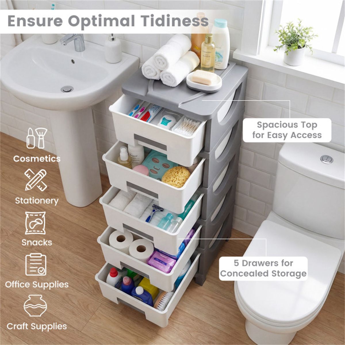 Slim 5-Drawer Cabinet for Everyday Essentials