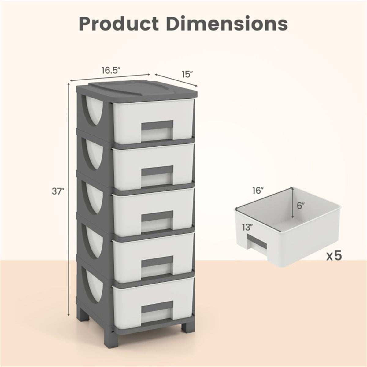 Slim 5-Drawer Cabinet for Everyday Essentials
