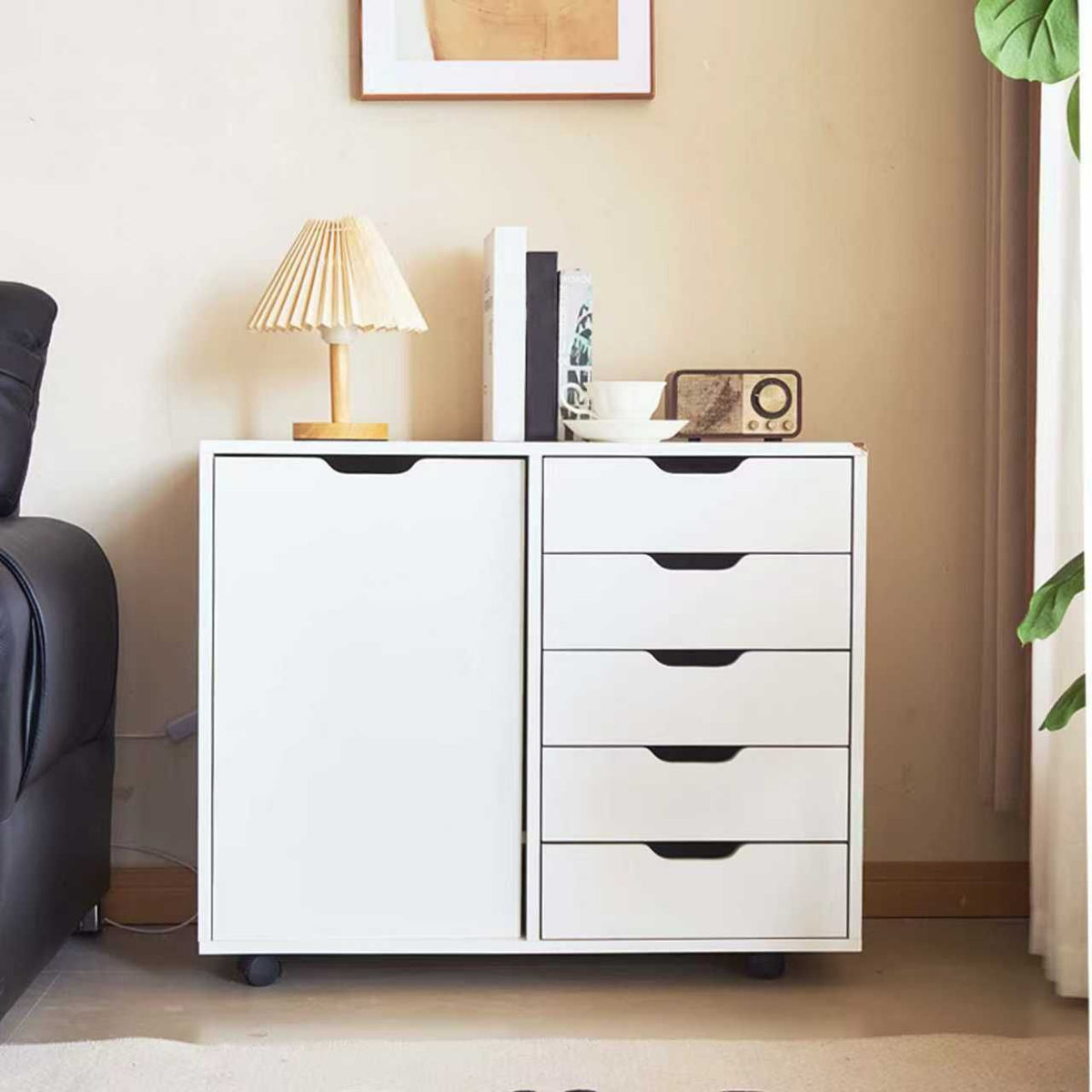 Rolling Five-Drawer Office Cabinet and Printer Stand