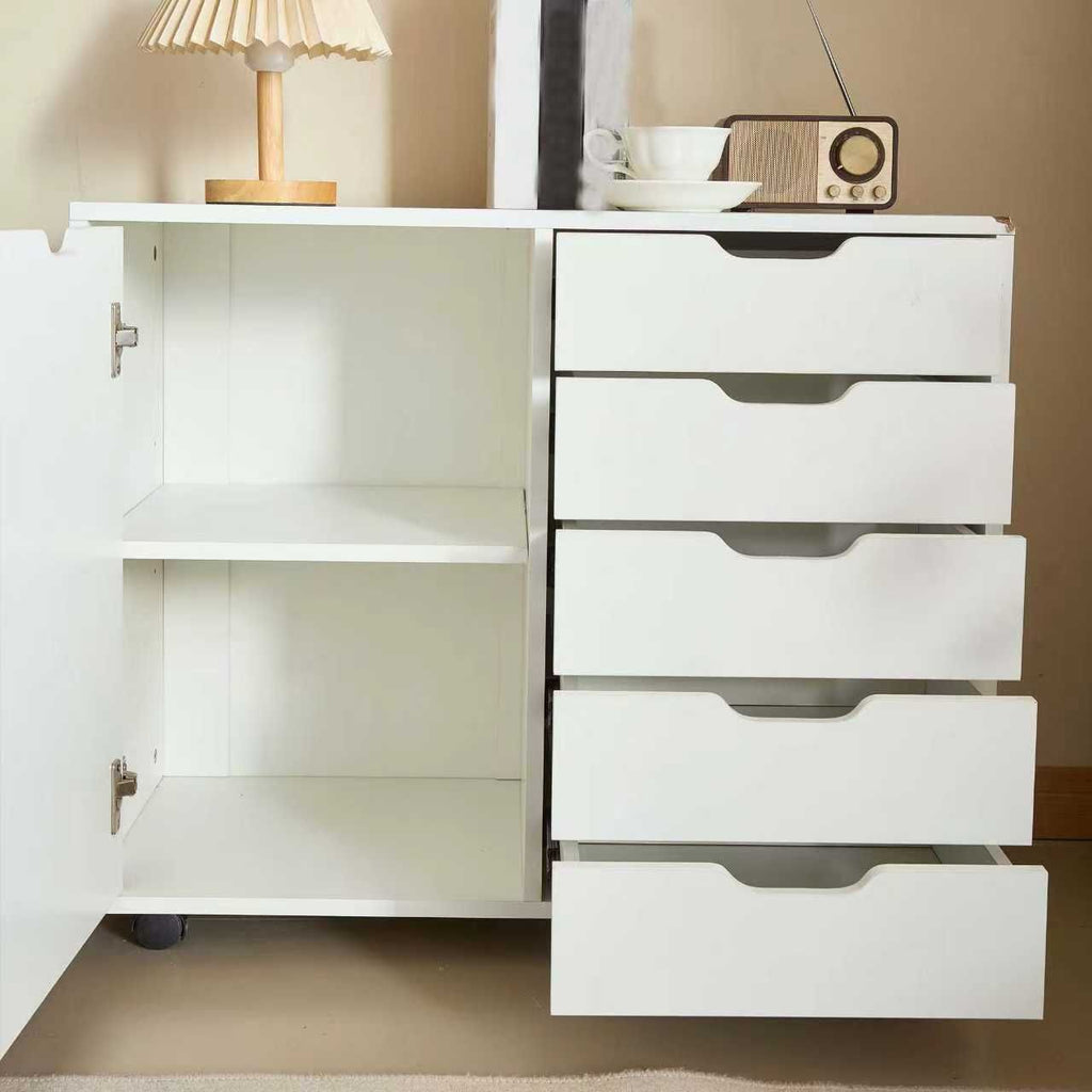 Rolling Five-Drawer Office Cabinet and Printer Stand