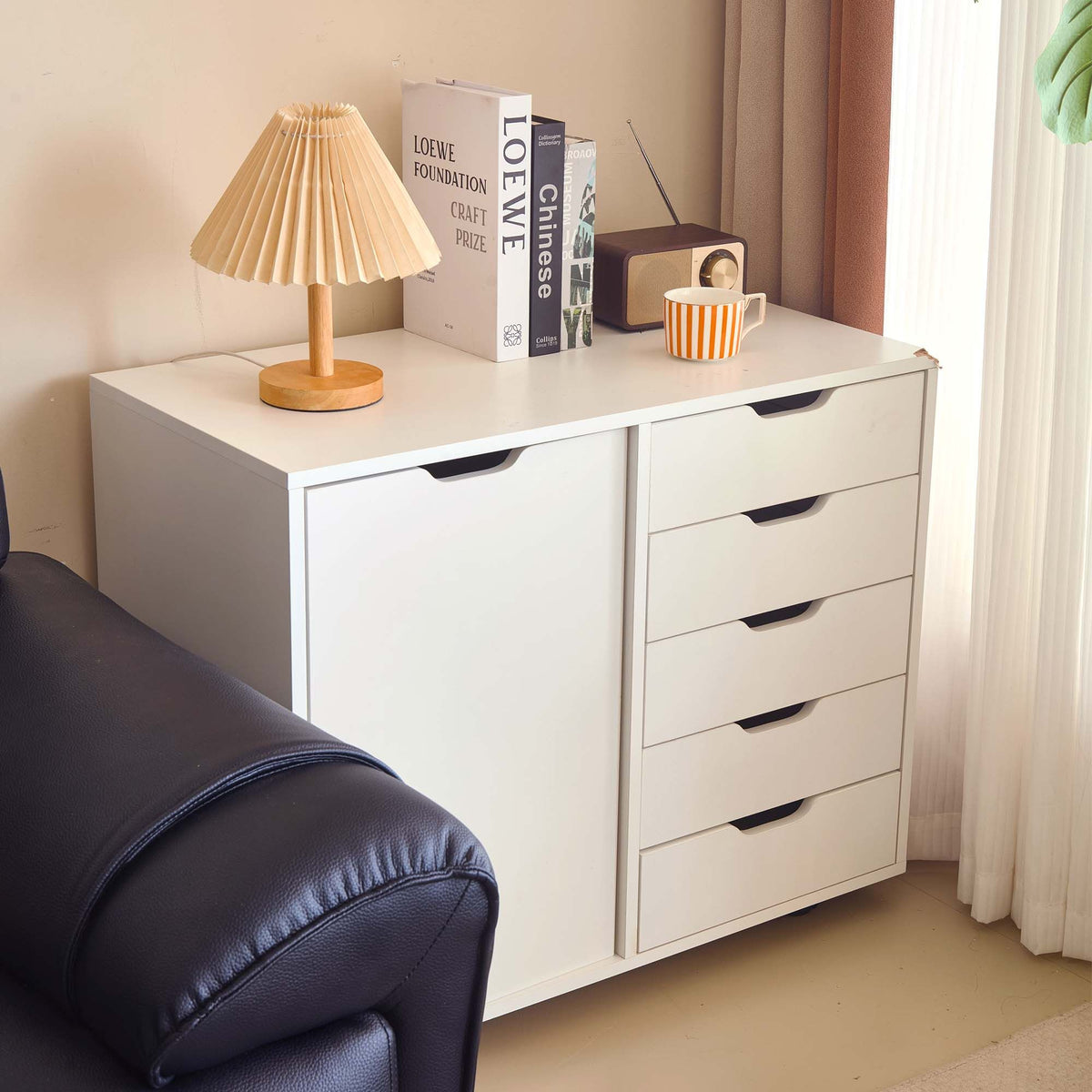 Rolling Five-Drawer Office Cabinet and Printer Stand