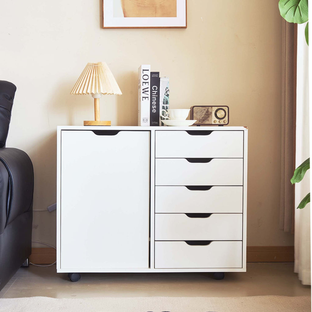 Rolling Five-Drawer Office Cabinet and Printer Stand