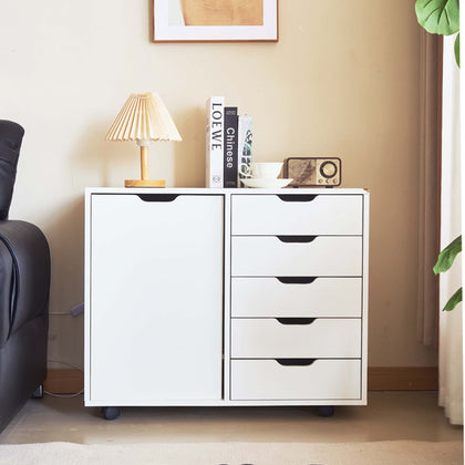 Rolling Five-Drawer Office Cabinet and Printer Stand