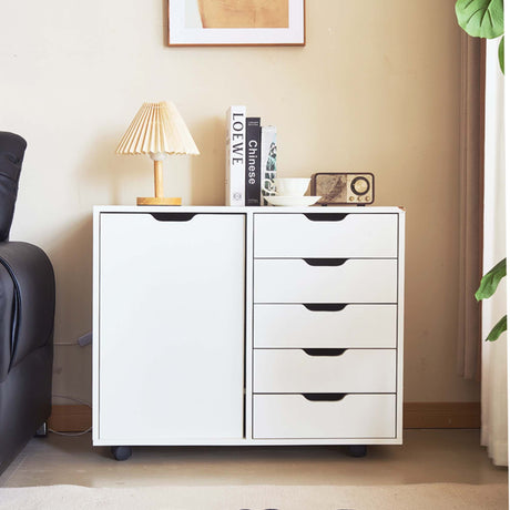 Rolling Five-Drawer Office Cabinet and Printer Stand