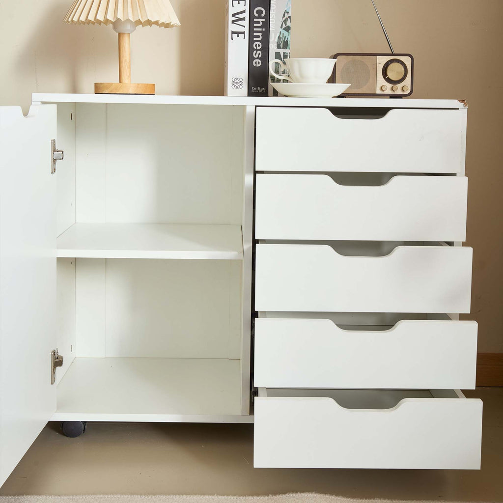 Rolling Five-Drawer Office Cabinet and Printer Stand
