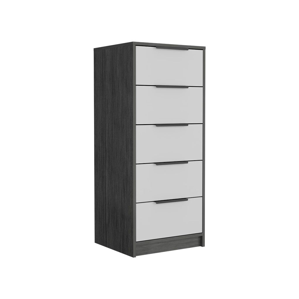Maryland Five-Drawer Dresser in Smokey Oak and White