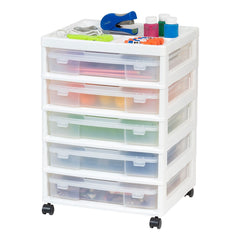 5-Drawer Scrapbook Rolling Storage Cart with Organizer Top