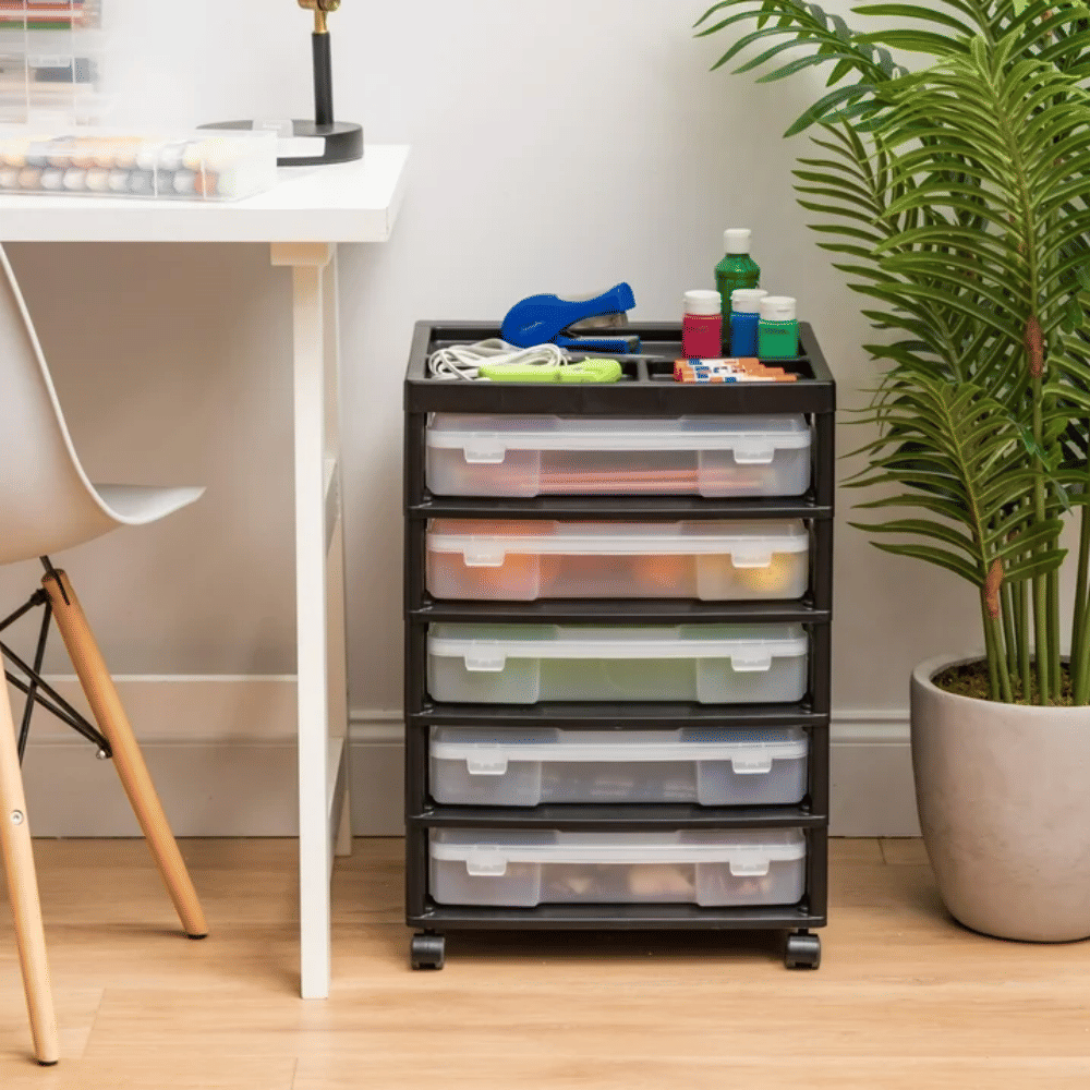 Rolling Scrapbook Cart with Five Removable Cases