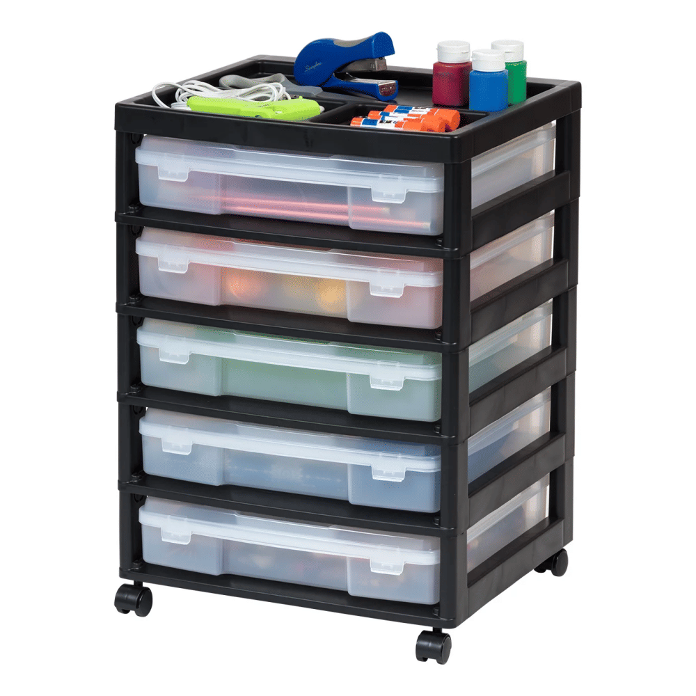 Rolling Scrapbook Cart with Five Removable Cases