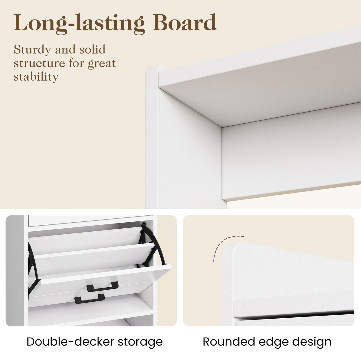 5-in-1 Shoe Cabinet with Flip Drawer, Entryway Shoe Storage with Pegboard, Adjustable Shelf, Wood En