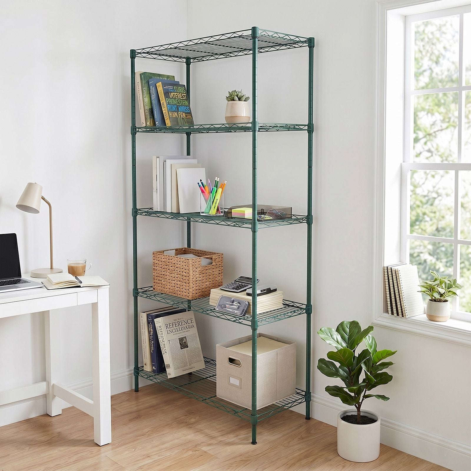 Forest Green Adjustable Freestanding Display Shelf