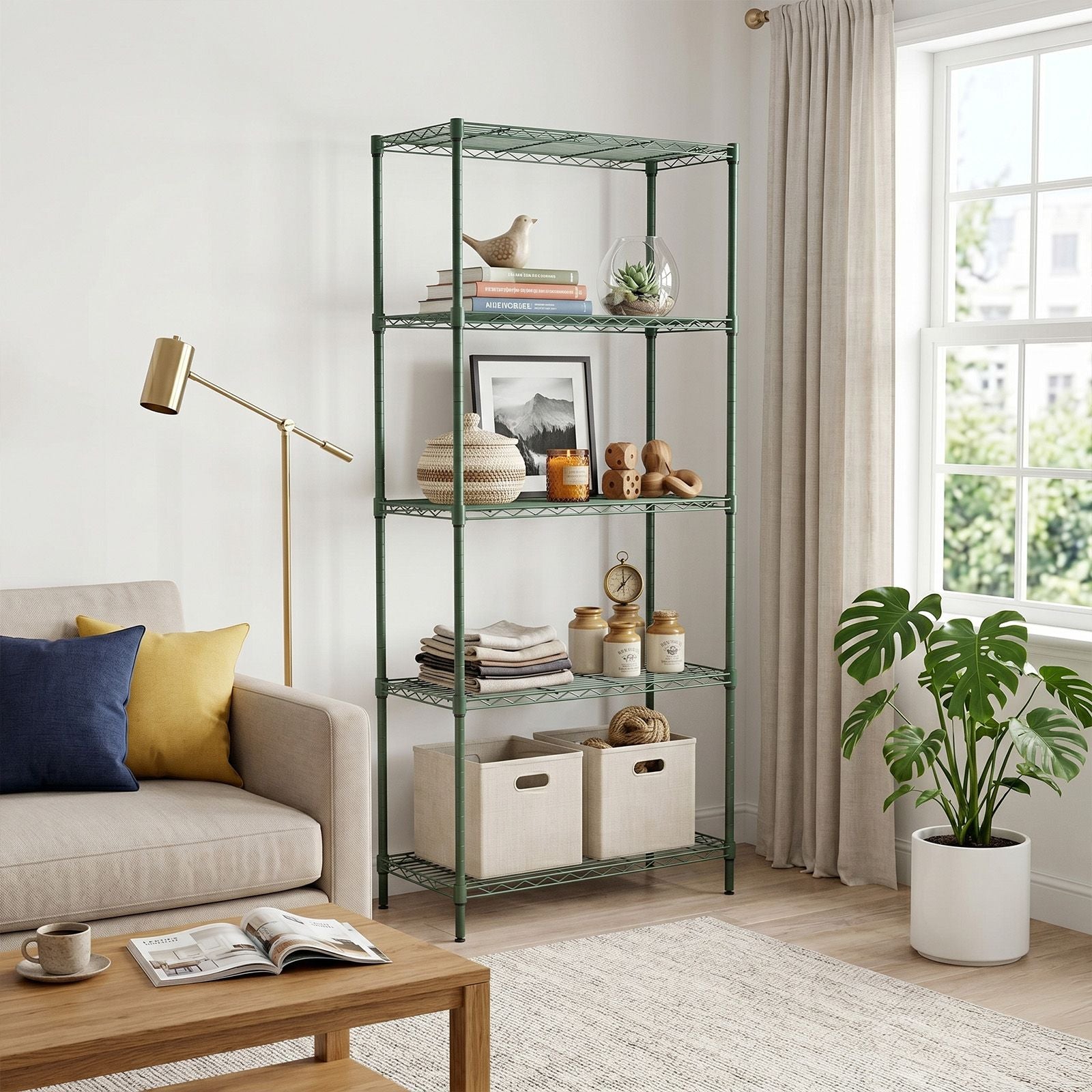 Forest Green Adjustable Freestanding Display Shelf