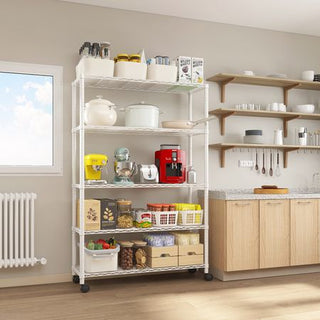 Mobile Five-Tier Shelf with Adjustable Layout
