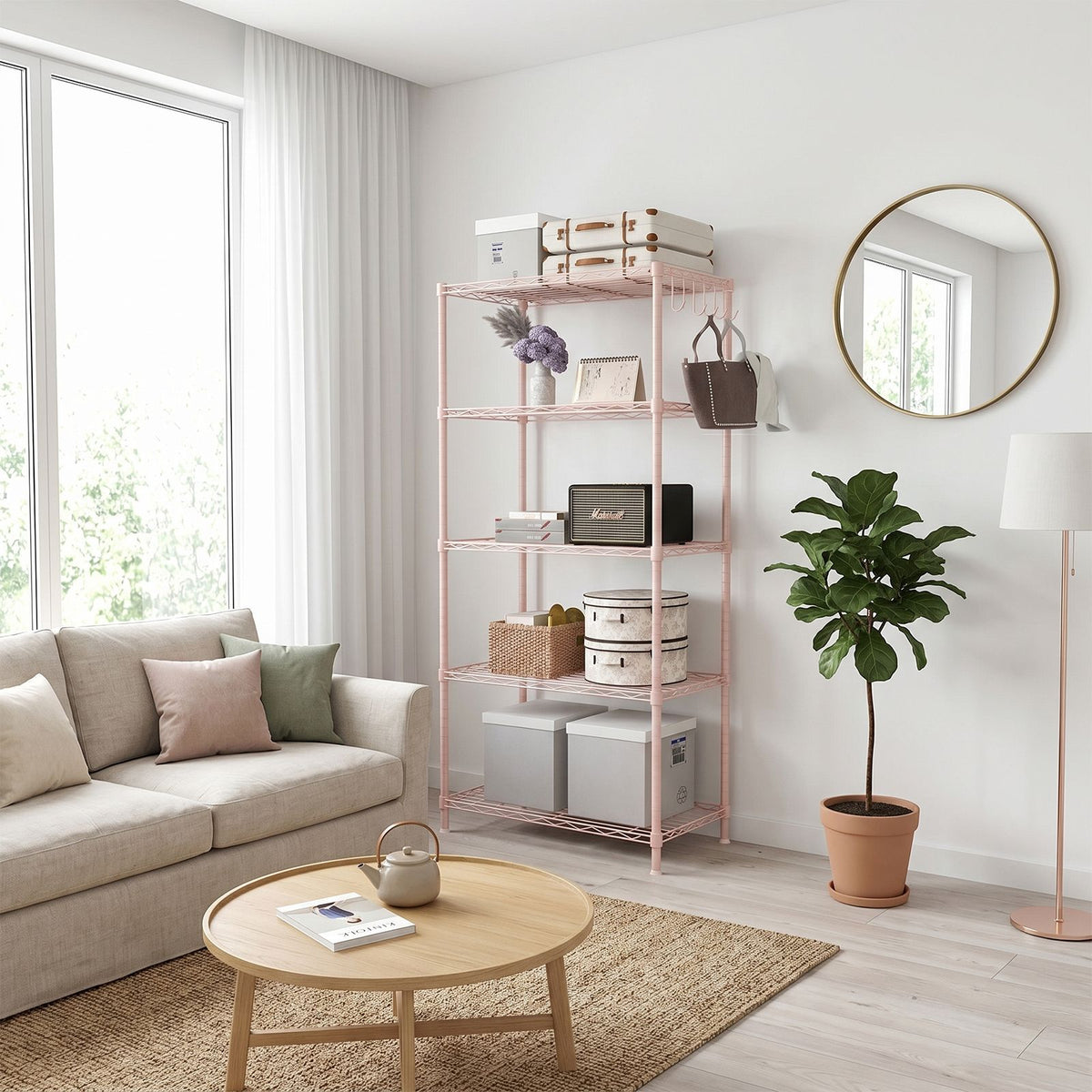 5-Tier Adjustable Display Rack with Tool-Free Shelf Height Changes