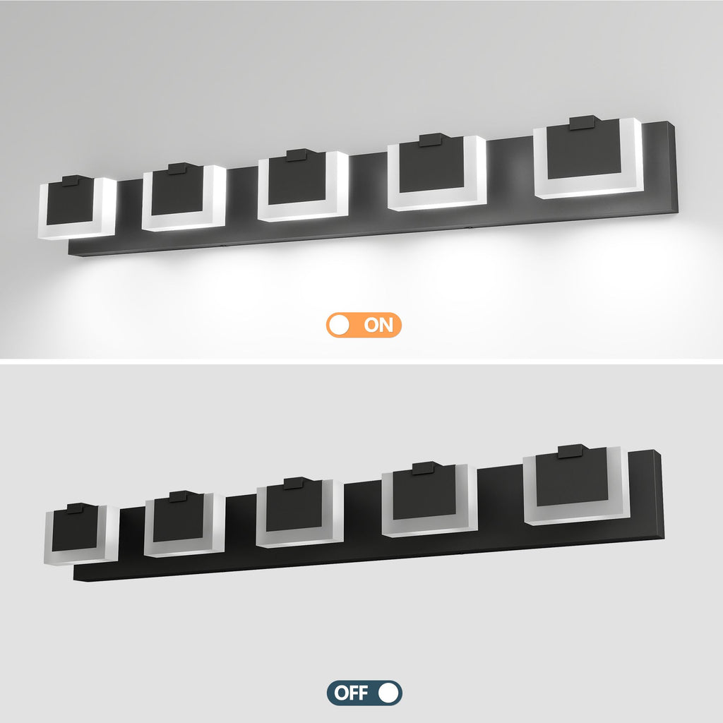 Modern Black Five-Light LED Vanity Fixture