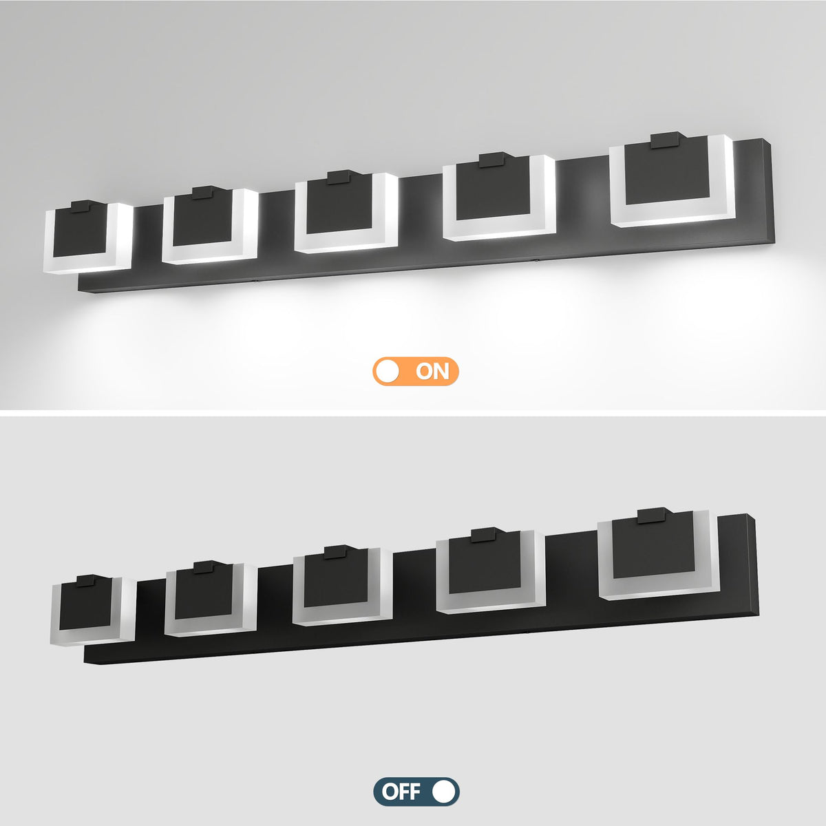 Modern Black Five-Light LED Vanity Fixture