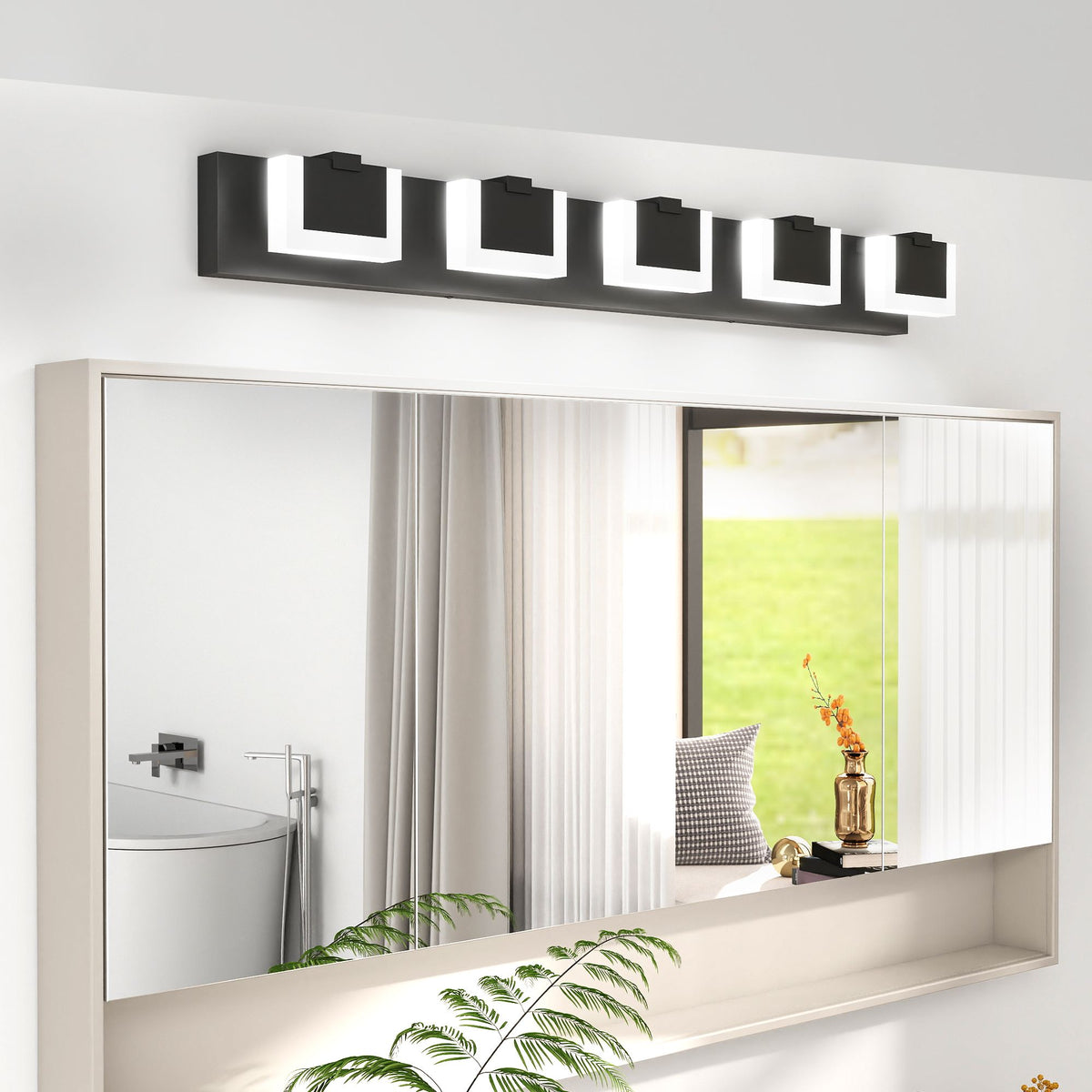 Modern Black Five-Light LED Vanity Fixture