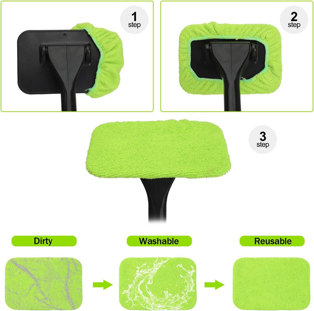 5 Pack Microfiber Replacement Pads – Washable Reusable for Windshield Cleaner Tools